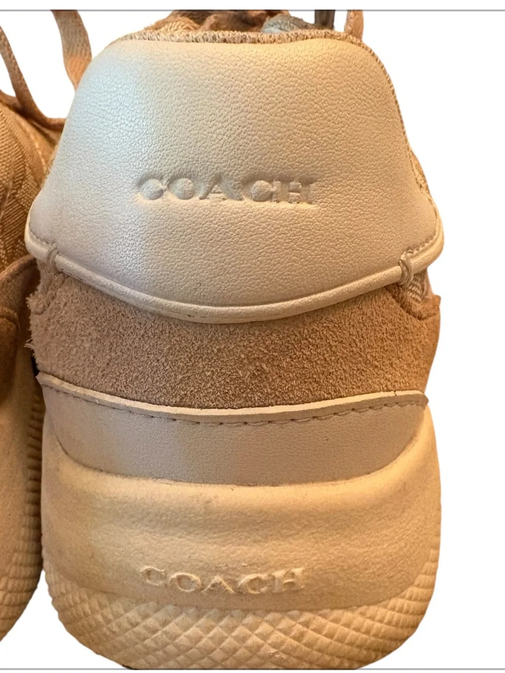 Coach Signature “C” Tan Suede and Canvas Sneakers Size 7 - Picture 7 of 10